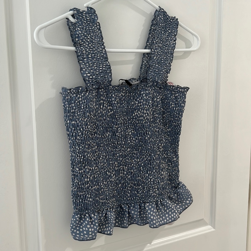 Misguided Blue and White stretch Tank